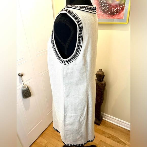 Ann Taylor linen blend shift dress w/blk beading &embroidery,back zip,hook&eye🖤 - Picture 5 of 16